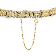 Vintage .50 ct. t.w. Diamond Leaf Bracelet in 14kt Yellow Gold. 6.75 inches