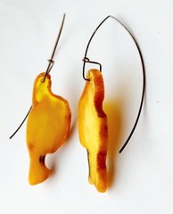 MODERN BALTIC Egg Yolk MINIMALIST FREE-FORM AMBER EARRINGS Sterling Silver Wire