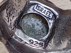 ISRAEL Made Sterling Silver S.8 Roman Glass Artisan Ring: 8 grams