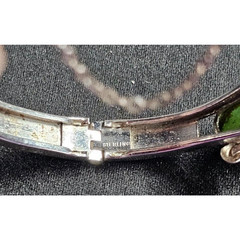 Sorrento Sterling Silver Green Gem Filigree Bangle Bracelet 925 Vintage 2.5in