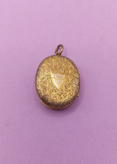 Antique Mourning Hair Locket Pendant Blue Enamel Victorian Vintage NO TARIFF