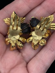 Vintage Enameled Uranium Made In Austria Brooch And Earrings Set