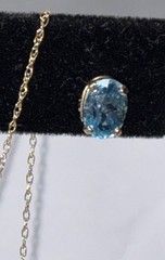 Vintage 10K Gold Blue Topaz Necklace And Matching Earrings So Pretty