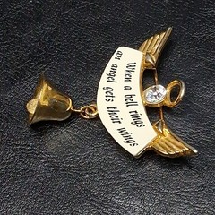 Vintage Signed TONA Angel Brooch Whit Dengle Belolil “When A Bell Ring… 16.224