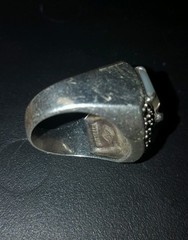 Sterling Silver ring with mother of pearl, onyx and markasite size 8