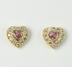 14k Solid White Gold Halo Heart Stud Earrings