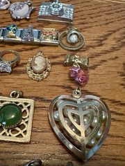 Vintage To Modern 40 Charms Lot Enamel Rhinestones Cameos Hearts Ace Flamingo