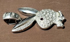 Silver Plated Vintage Playboy Bunny Blink Pendant With Pave Cryatals