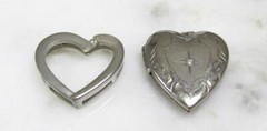 Diamond Accented Sterling Silver Heart Pendant & Photo Locket ~ 6.3g ~ 3-H1185