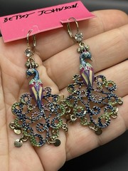 Betsey Johnson Morocco Adventure Peacock Earrings Rare