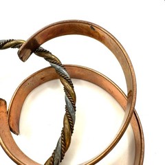 Bundle lot 4 vintage tri tone copper brass nickel cuff adjustable bracelets