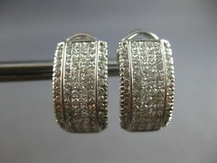 LARGE 1.52CT DIAMOND 14K WHITE GOLD 3D ROUND & PRINCESS CLIP ON HANGING EARRINGS