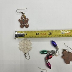 Vintage Christmas Themed Holiday Earrings Gingerbread Man Snow Flake Lot Y2K Era
