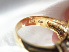 Vintage Sterling Silver 925 Gold on Huge Baguette CZ Statement Ring Size 9