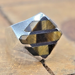 MUSEUM 1940s MEXICO CITY STERLING RING Victor Cortez VCD Modernist Tiger Eye 925