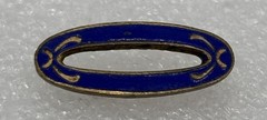 Antique Edwardian Era Sash Collar Lace Pin Open Oval Cobalt Enamel Brass C Clasp