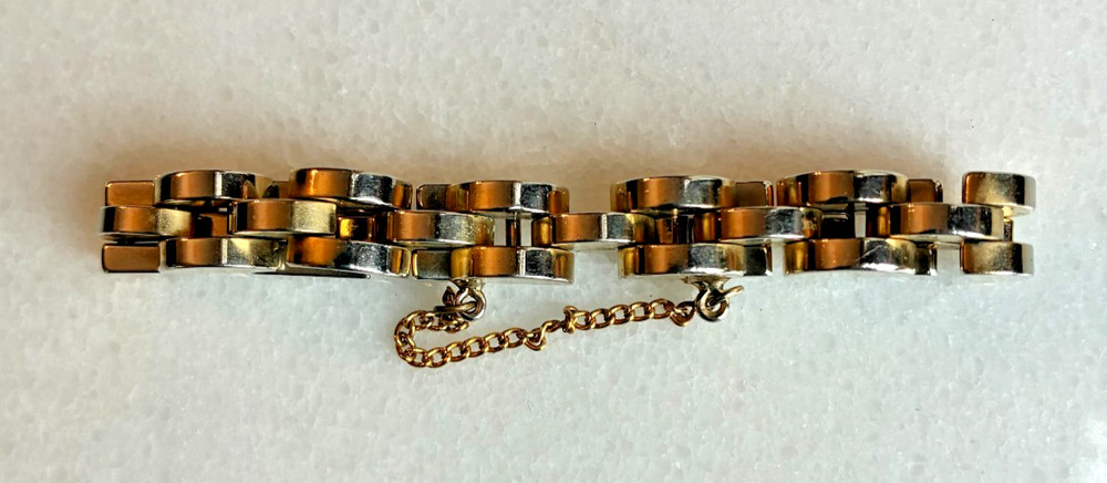 Vintage Goldtone Super-chunky Link Bracelet Fold-over Clasp 7″ x 7/16″