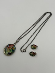 Vintage Y2K Era Sterling Silver Little Mermaid 18” Necklace Post Earring Set