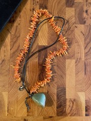 Vintage Coral & Turquoise Pendant Two Strand Necklace. Unique. 16 Inches