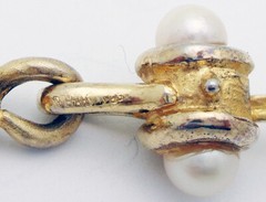 Estate KAREL Pearl & Multistone Link 17.5″ Necklace in Sterling Silver & Vermeil