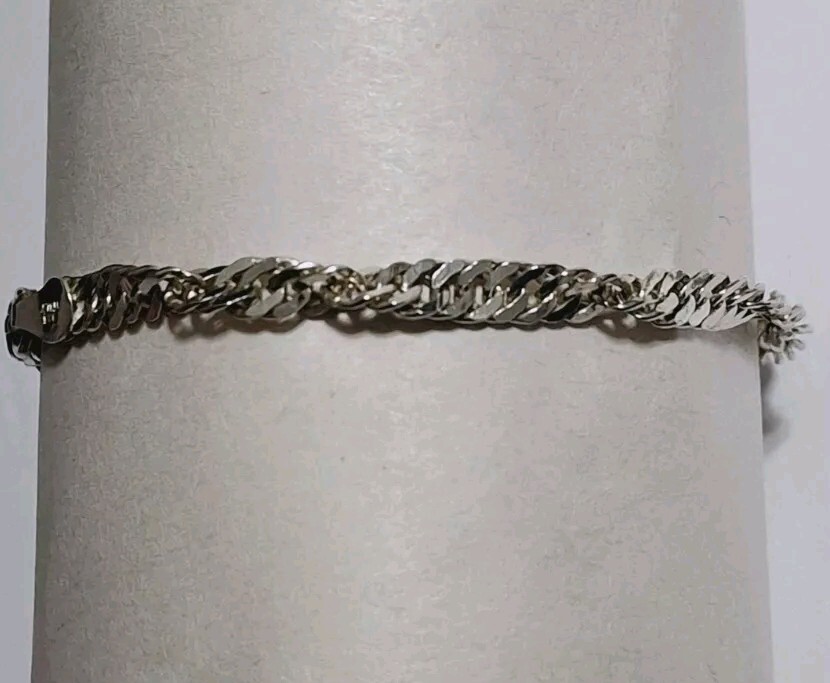 IBB TALY .925 Sterlling Silver Twisted Curb Vtg Chain Bracelet 7.4″ 3.7g