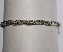 IBB TALY .925 Sterlling Silver Twisted Curb Vtg Chain Bracelet 7.4″ 3.7g