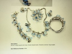 Vintage Verified JULIANA Bracelets, Brooch & Earring Set, Blue Octagon & Beads