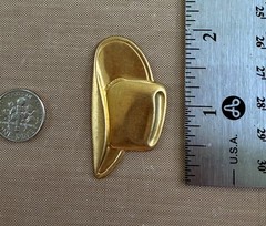 Vintage Raw Brass Cowboy Hat Stamping Western Dimensional NOS Jewelry Finding