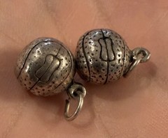 Lot Of Two Vintage .925 Silver Basketball Charm/Pendants 11.7g Total 3D Sports