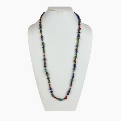 Vintage Glass Beaded Necklace Colorful Natural Stone Chips Artisan Boho Chic