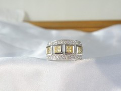 Victoria Wieck Sterling Silver 925 Channel Set Yellow CZ Ring Size 8