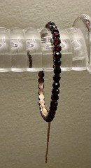Antique Deep Burgundy Bohemian Garnet Bangle Bracelet with Safety Chain