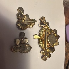 Vintage Juliana Delizza & Elster Glass Brooch and Earrings Jewelry Set