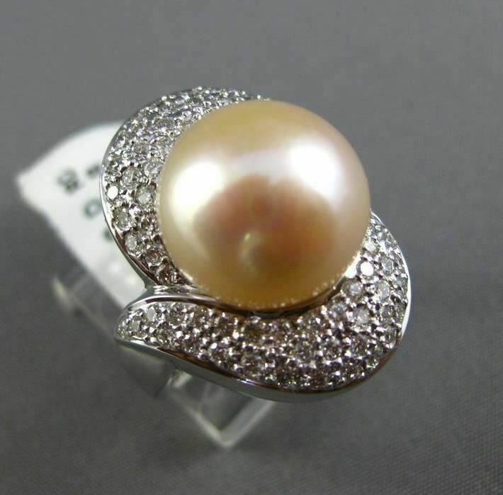 ESTATE MASSIVE 2.46CT DIAMOND 18KT WHITE GOLD SOUTH SEA PEARL INFINITY LOVE RING