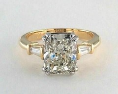 3.50 Ct White Diamond Art Deco Antique Vintage Wedding Ring 14K Yellow Gold FN