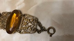 1920s Brass Glass Bracelet Vintage Antique Collectible Not specified