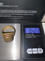 Handmade Tuareg Brass Ring Geometric Patterns & Rosette Motif Ring Size 11 US