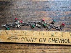 Vintage Christmas 7″ Chain/Charm Bracelet Trees Bells Ornaments