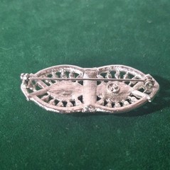 Vintage Designer Silver Toned Rhinestone Brooch Pin Elegant 2 1/4″ Long & Marked