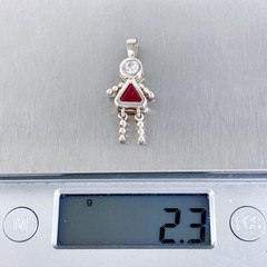 Vintage Sterling Silver 925 Ruby and Cubic Zirconia Girl Pendant