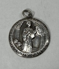 Solid Saint Genesius Sterling Silver Guide my Career Pendant – 7.1 Grams