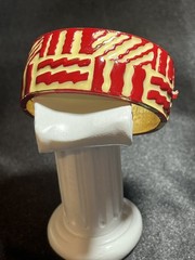 Vintage Lanvin Paris Couture Runway Red, Cream and Gold Enamel Bracelet-RARE!