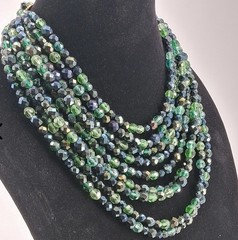 Coppola E Toppo Italy Vintage Green Glass Beaded Necklace, Adjustable Length