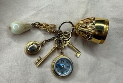 Vintage Multiple Charm Gold Tone Pendant With Some Wear On Gold Tone