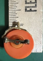 Vintage lucite acrylic resin forbidden fruit orange White rhinestone brooch