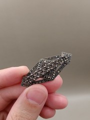 Judith Jack Marcasite Sterling Silver Brooch Pin Abstract