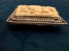 Antique Chinese Silver Tone Highly Detailed 3D Hand Carved Pin / Brooch