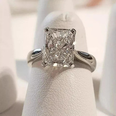 3CT Radiant-Cut Moissanite Solitaire Engagement Ring 14K White Gold Finish Ring