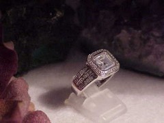 Sterling Silver 4.00ct Princess Solitaire Ring Sz 6 Baguettes Halo CZ 6.8Gr Vtg