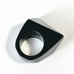 Vintage Lucite Ring 5.75 Black Asymmetrical Rectangle Modern Chunky Statement